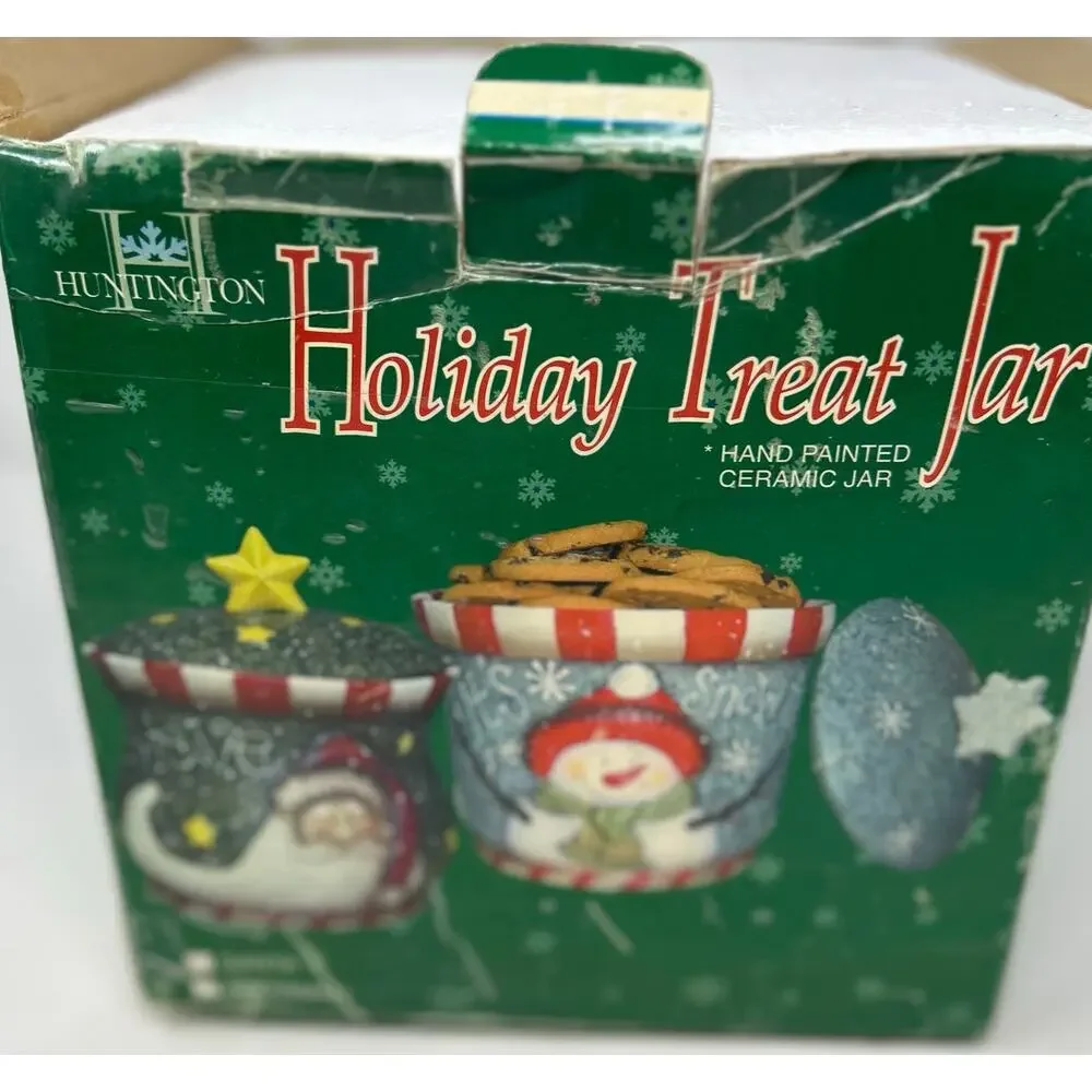 Huntington Holiday Treat Jar Santa Believe Hand Painted‎ Ceramic Cookie Jar